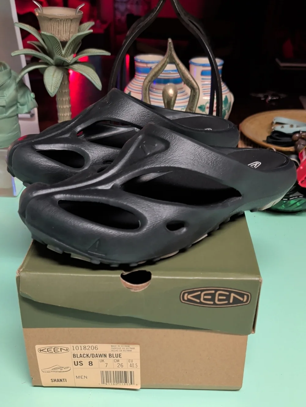 Keen Shanti Slip-On Clogs in Black/Dawn Blue